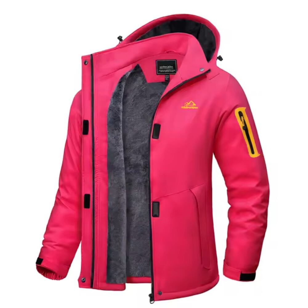 Magcomsen Ski Jacket Red Hooded Thermal‎ Lined Coat Parka Fleece Lined XL Women